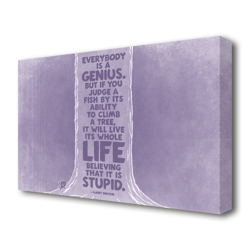 Albert Einstein Everybody Is A Genius - Print on Canvas, 66 cm H x 101.6 cm W