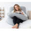 Oreiller pour la grossesse, oreiller complet en forme de U, coussin d'allaitement, de soutien et de maternité pour les femmes enceintes avec housse en velours amovible (gris)