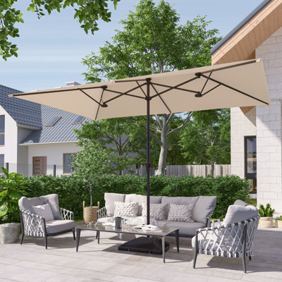 11x7Ft Double-Sided Patio Umbrella with Large Canopy