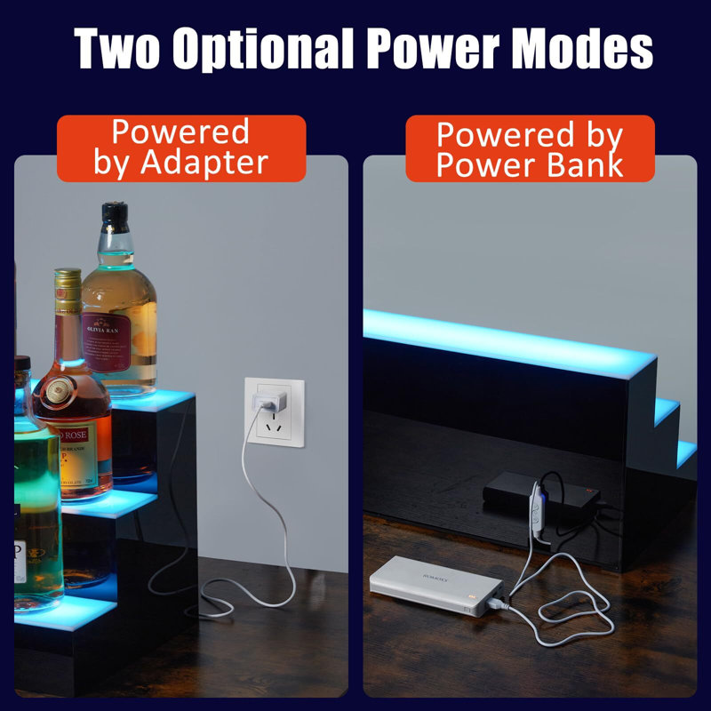 LED Lighted Liquor Bottle Shelf,LED Bar Shelves With Remote & App Control