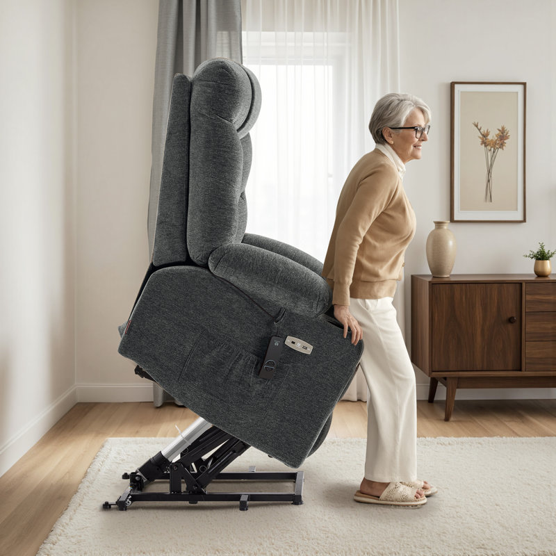 350lbs Power Lift Recliner with Extended Footrest, Cup Holder and USB Type C Charger, Gray