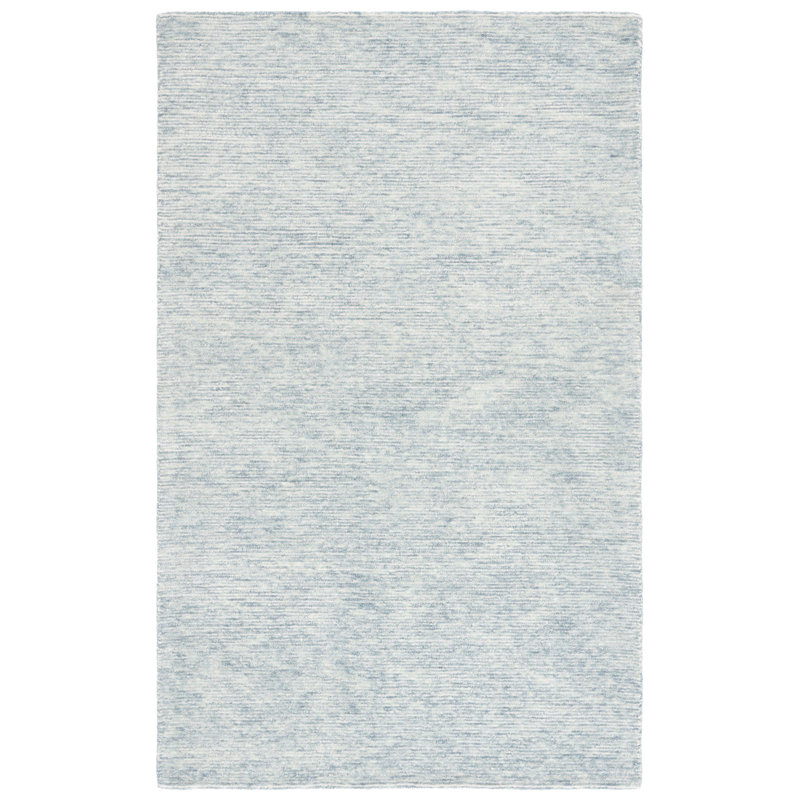 Sivam Ebony Hand Tufted Wool Cotton Rug in Blue/Ivory, Rectangle 3' x 5'