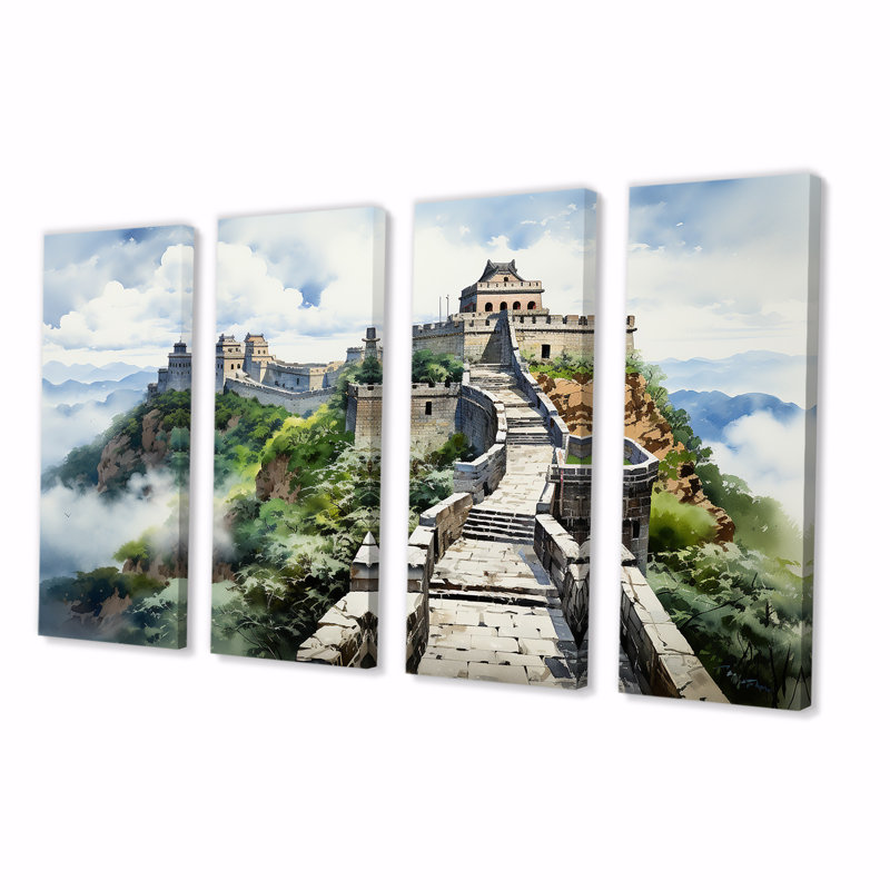 «Great Wall of China Serenity IV - China Art», art mural 4 pièces, H 28 po x l 48 po
