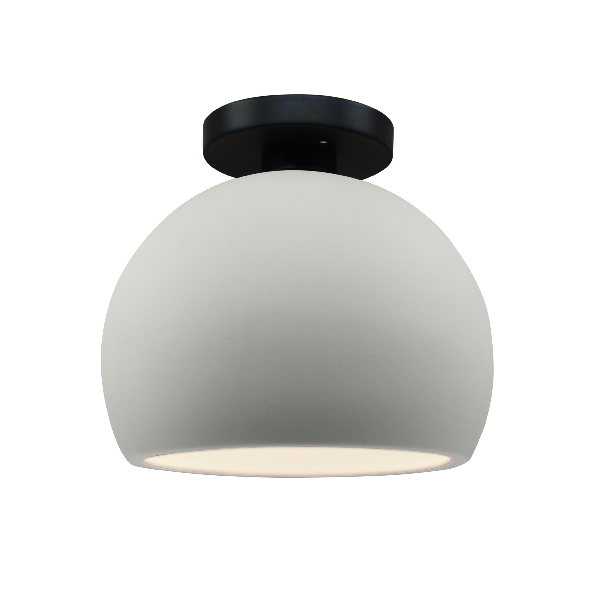 Single Light Ceramic LED Semi Flush Mount, Matte White, 7" H x 7" W x 7" D, Matte Black