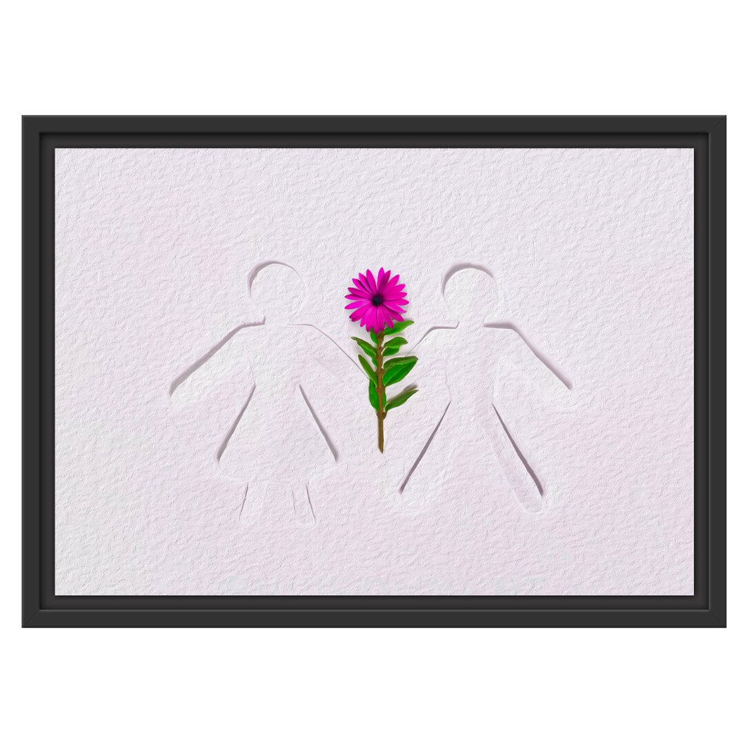 Gerahmtes Wandbild StrichmÃ¤nnchen mit Blume