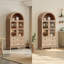 Garde-manger arqué de 71 po de hauteur, armoire de rangement avec portes en verre, 2 grands tiroirs et 3 tablettes réglables, style campagne moderne pour les cuisines, les petites maisons et les appartements