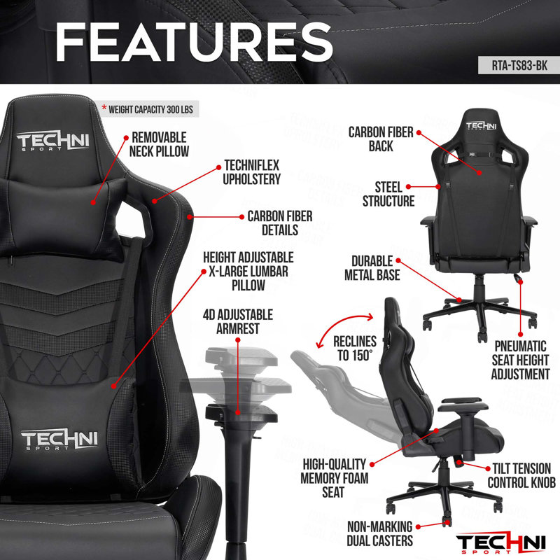 Ergonomic High Back PC Gaming Chair,Adjustable  Height