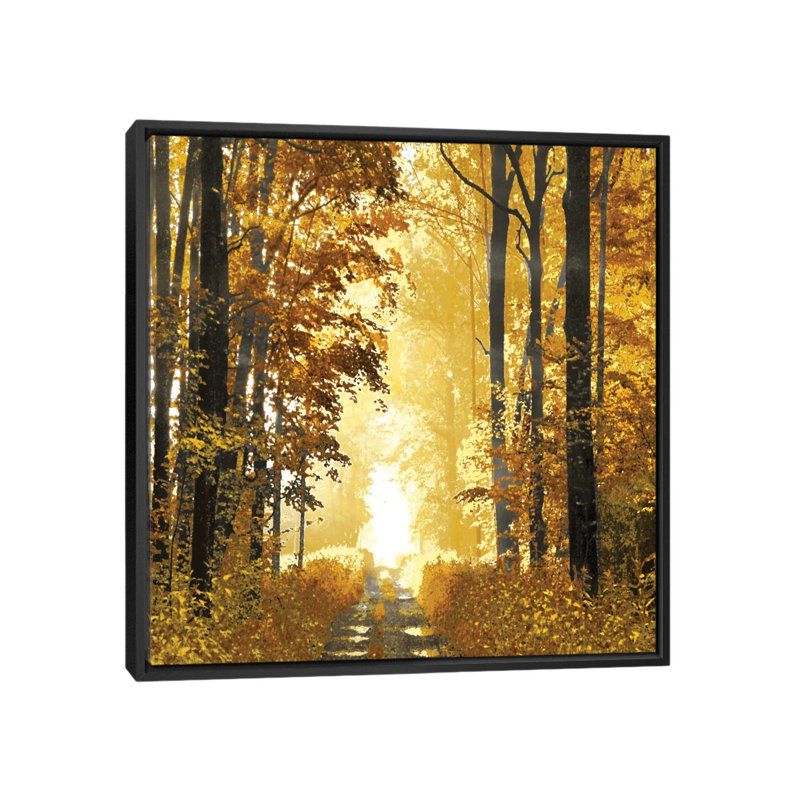 «Sunlit Forest I», impression sur toile, H 18 po x l 18 po x P 1,5 po, Toile avec cadre noir, Pas de tapis