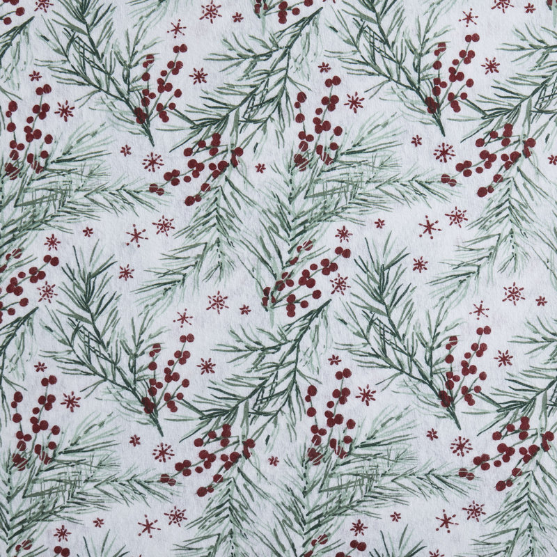 Pine Triple Brushed Cotton Flannel Bed Sheet Set, Red, Queen Sheet Set with Fitted Sheet and Pillowcases