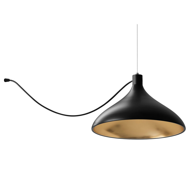 Swell String Single Pendant, Black, 120" H x 16" W x 16" D
