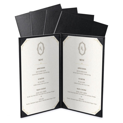 WeChef 5 Pack Menu Covers 2 Views Faux Leather Cafe Restaurant Bars