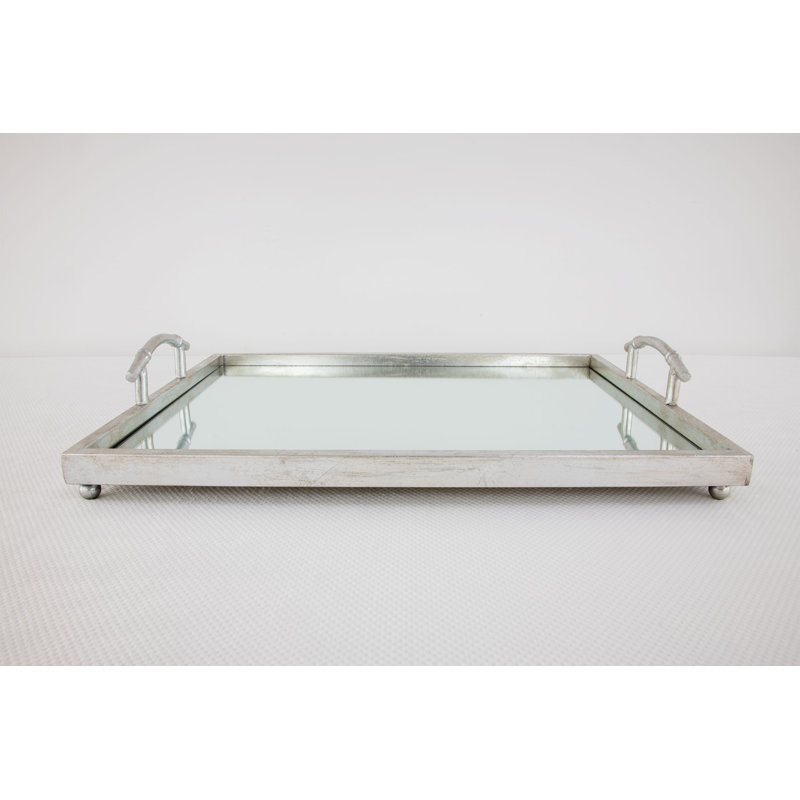 Lalana Decorative Tray, Antiqued Silver Leaf, 19" x 16"