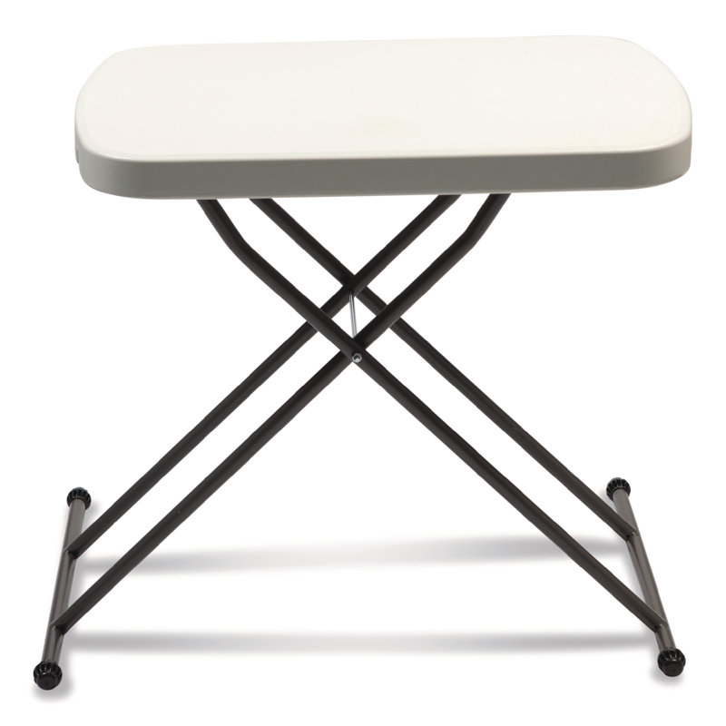 Adjustable White and Dark Gray Folding Table with Metal Legs