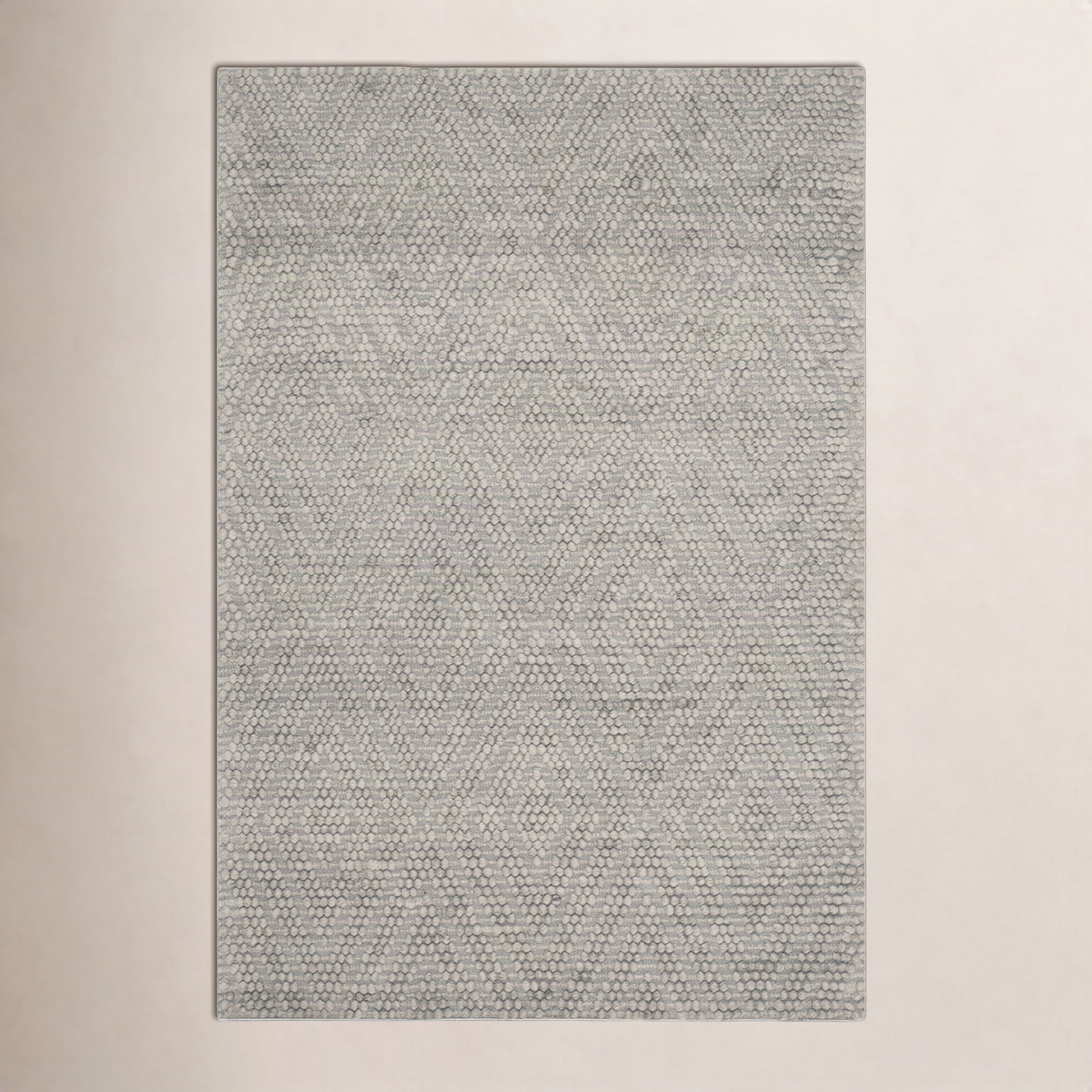 Russo Silver Hand-Woven Geometric Flatweave Rug, Rectangle 3' x 5'
