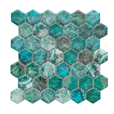 Eterna Hexx 12'' x 12'' Recycled Glass Mosaic