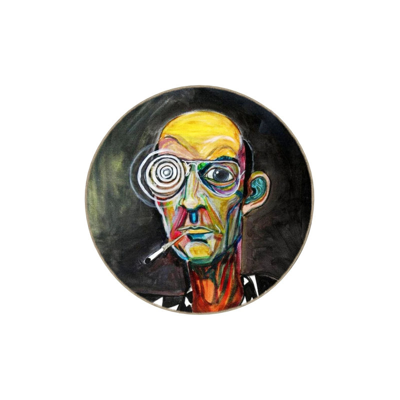 Multicolored Surrealist Themed Abstract Portrait Patterned Modern Decorative Carpet, Runner 2'6" x 6'7"