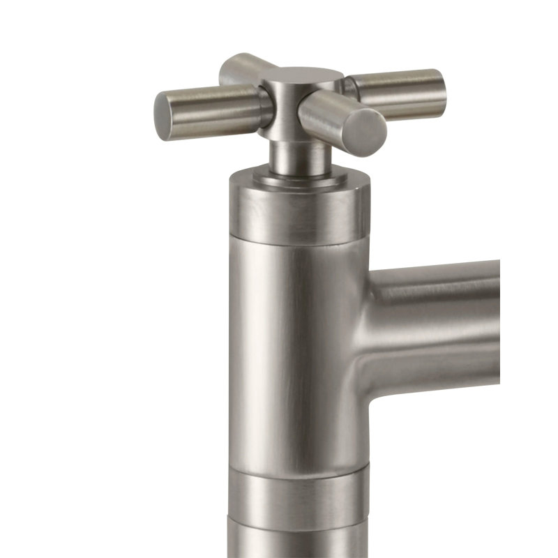 Descanso Tub Filler with Diverter, Satin Nickel/Silver, Cross Handle