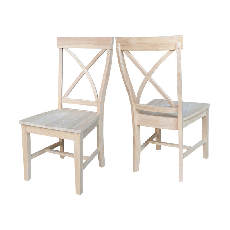 Chaise d'appoint à dossier croisé en bois massif Deboran