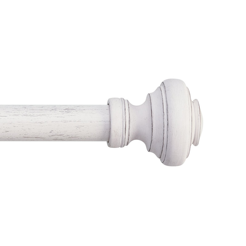 Weathered Oak Farmhouse Curtain Rod Set with Doorknob Finials