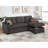 Modern L-shaped Sectional, Solid Wood + Plywood, Cup Holders, Storage Ash Black Convertible 4 Seat, Reversible Chaise With & Pillows-408237293