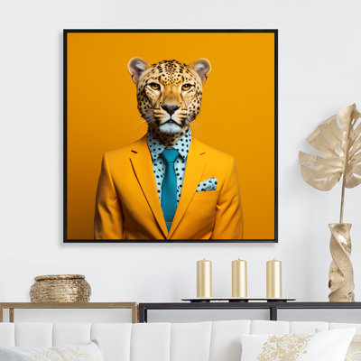 Jaune et bleu, habillé de guépard - art animalier zèbre