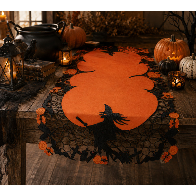 Lapham Witch Cutwork Table Runner, 16" W x 34" L