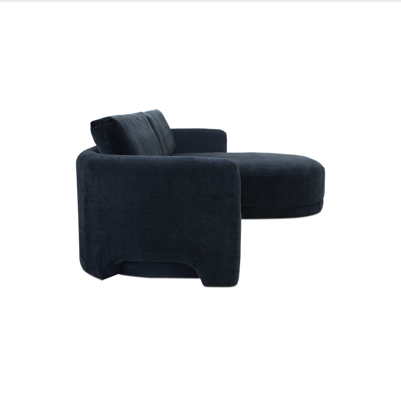 Emmy Sectional Ginger Left, Dark Blue Polyester, Right Hand Facing