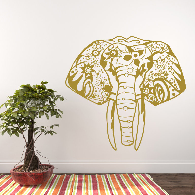 Décalcomanie murale éléphant yoga Litton, Or