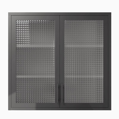 Armoire de rangement murale de style rétro avec portes en verre brumeux et 2 tablettes réglables pour la salle de bain