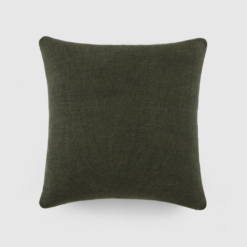 Solid Cotton Throw Pillow, Green