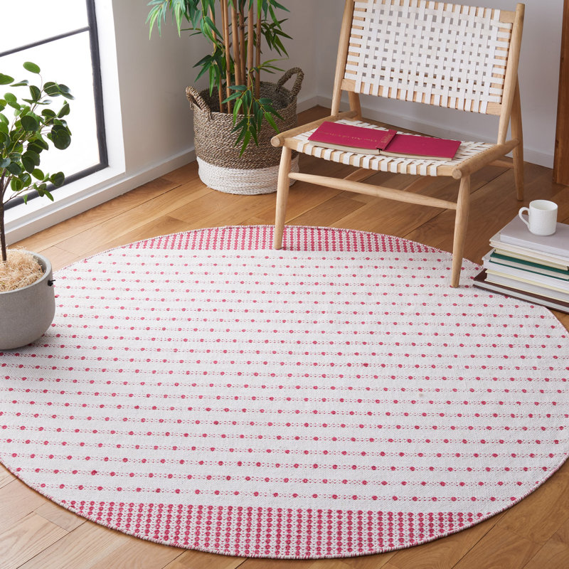 Aitken Flat Weave Cotton Geometric Rug, Round 6'