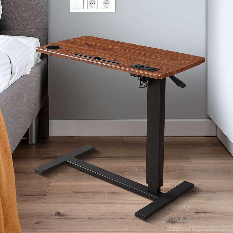 Aymeric Adjustable Metal Base Standing Desk, Brown/Black