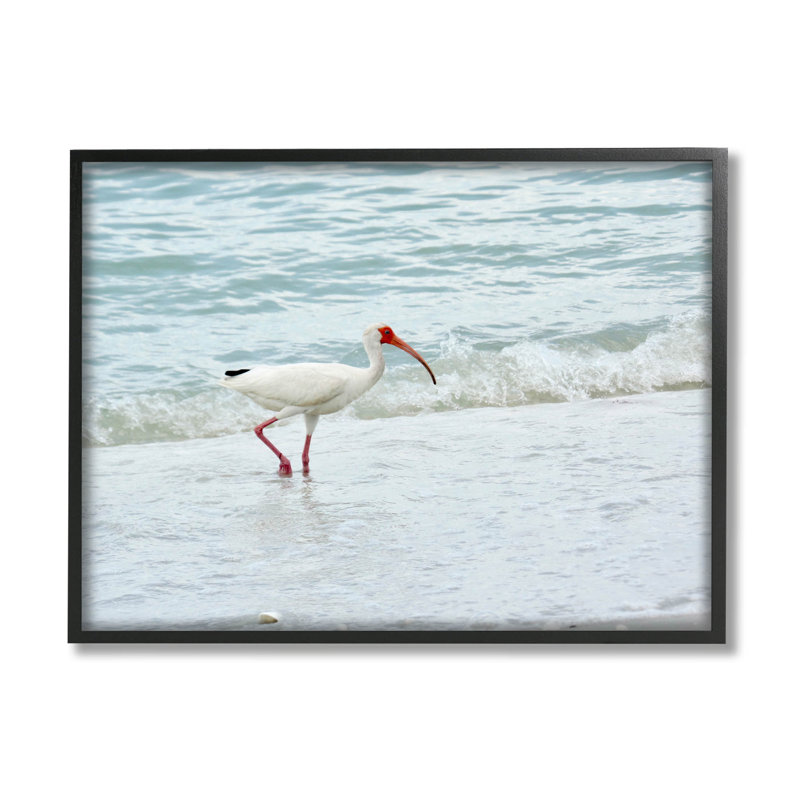 «Bird Stepping Sea Waves Splash», estampe numérique par Jairo Rodriguez, H 16 po x l 20 po x P 1,5 po