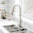 Spring Neck Standard Kitchen Faucet with Dual-Function spray head and Deck Plate-76655467