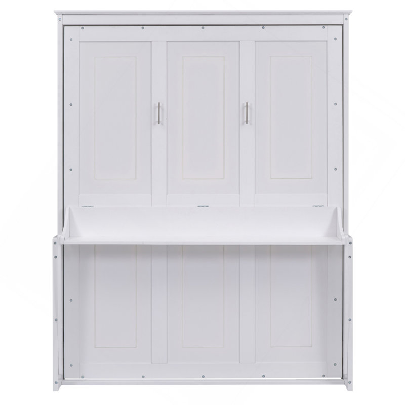 Grand lit escamotable avec tablette, blanc
