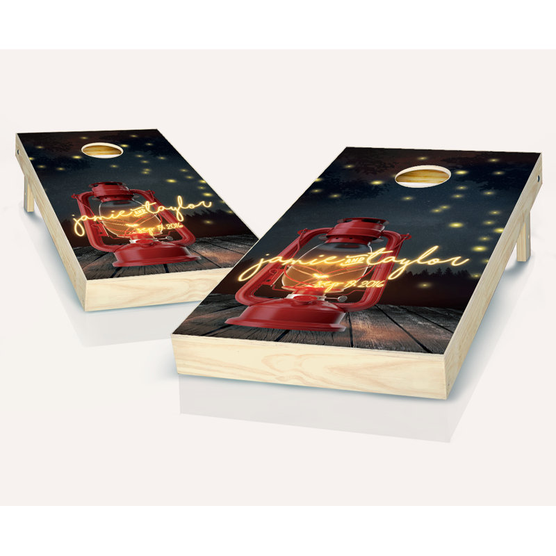 Ensemble de cornhole en bois massif 2 pi x 4 pi Firefly Forest, Rouge / noir, Oui
