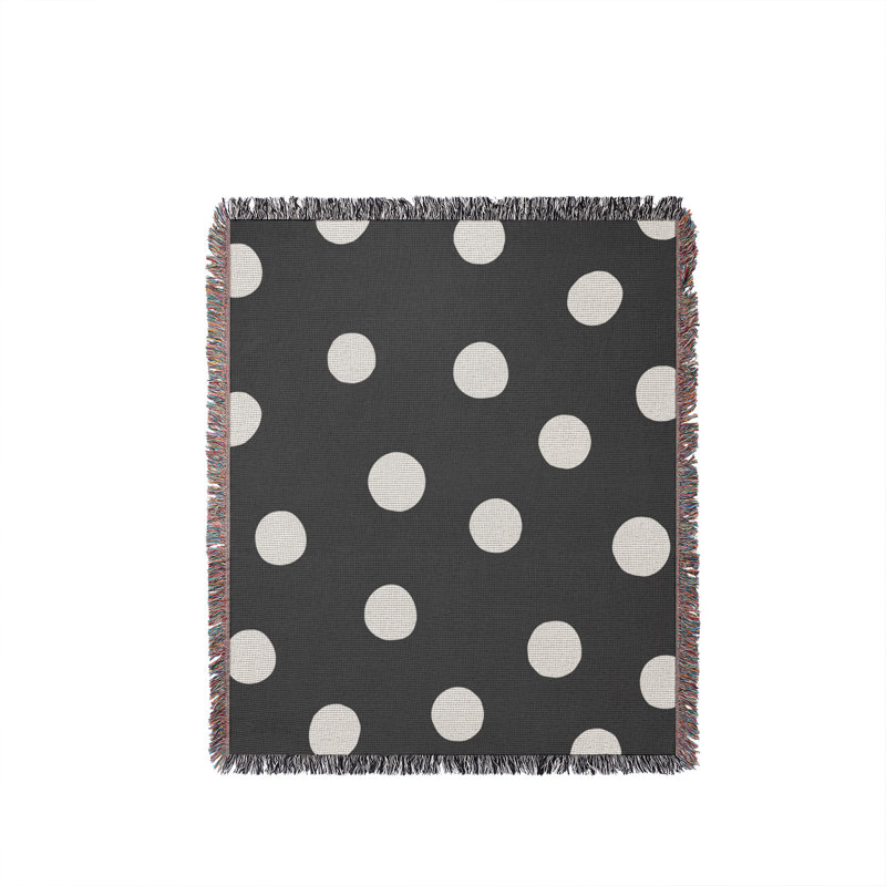 Couverture 100% coton à pois Leonore, Jeté 50 po x 60 po, Gris