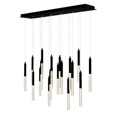 48'' Black Chandelier for Dining Room, Living Room, or Entryway – Integrated LED Modern Light Fixture