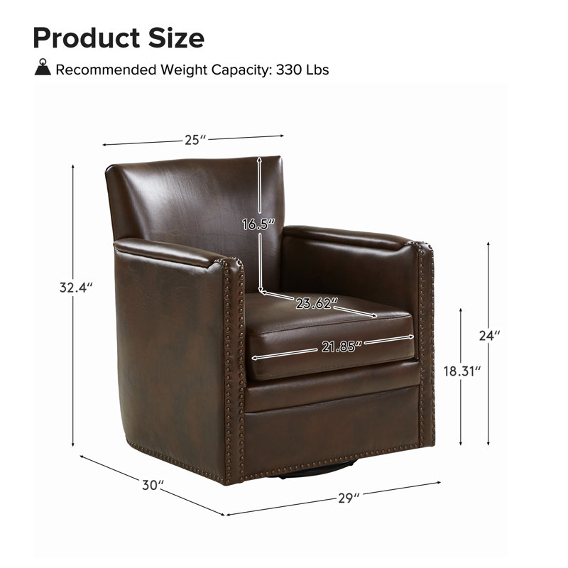 Fauteuil club pivotant en cuir véritable Arsim, Cuir véritable gris anthracite