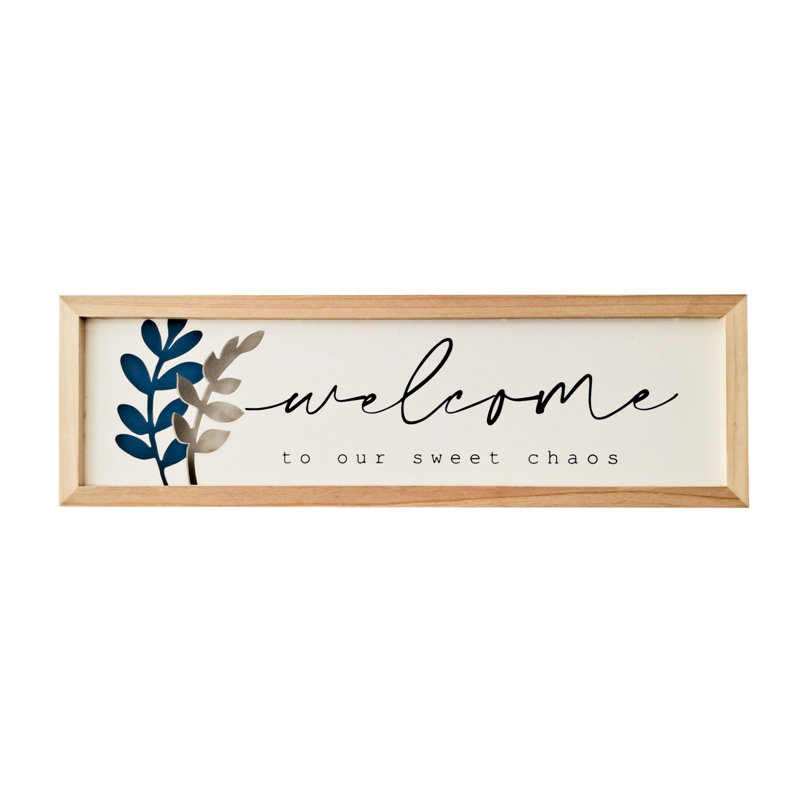 Panneau en bois 19 po blanc «Welcome to our Sweet Chaos»