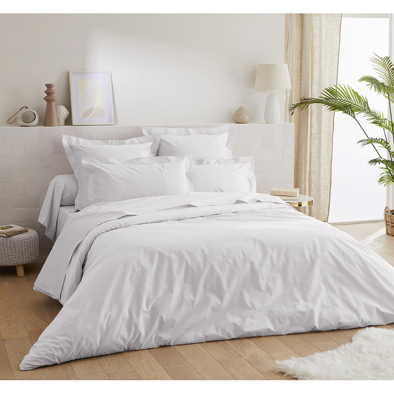 Hazelanne Solid Colour Duvet Cover with Pillowcases, 220 x 240cm Duvet Cover, White