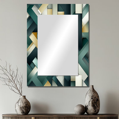 Green And Gold Geometric Chic Pattern - Geometric Mirror Wall Decor