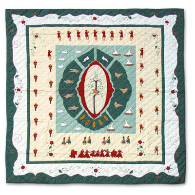 Twelve Days Of Christmas Rustic Cotton Quilt