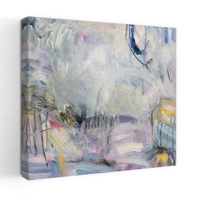 Art contemporain abstrait entre lavande et paysage naturel
