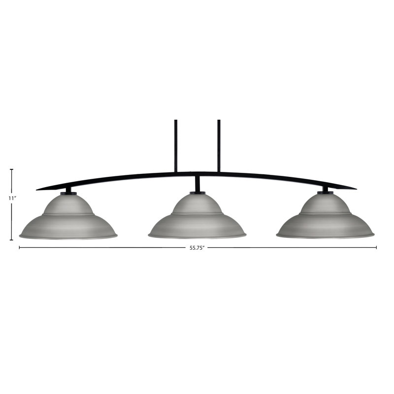 Barre d'éclairage à 3 lumières avec abat-jour double en métal kurve, Noir mat, Graphite, H 58,25 po x l 55,75 po x P 55,75 po