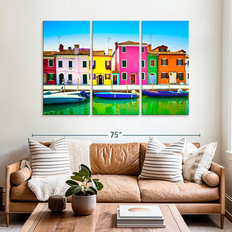 Maisons colorées de l'île de Burano, H 42 po x l 65 po