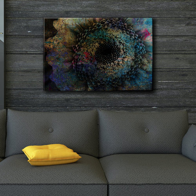 Tournesol foncé, tournesol coloré, graffiti coloré, peinture, œuvre d'art, grande impression sur toile, art mural