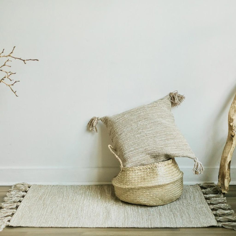 Tapis tissé en coton avec pampilles, moyen, Rectangulaire 3 pi x 5 pi