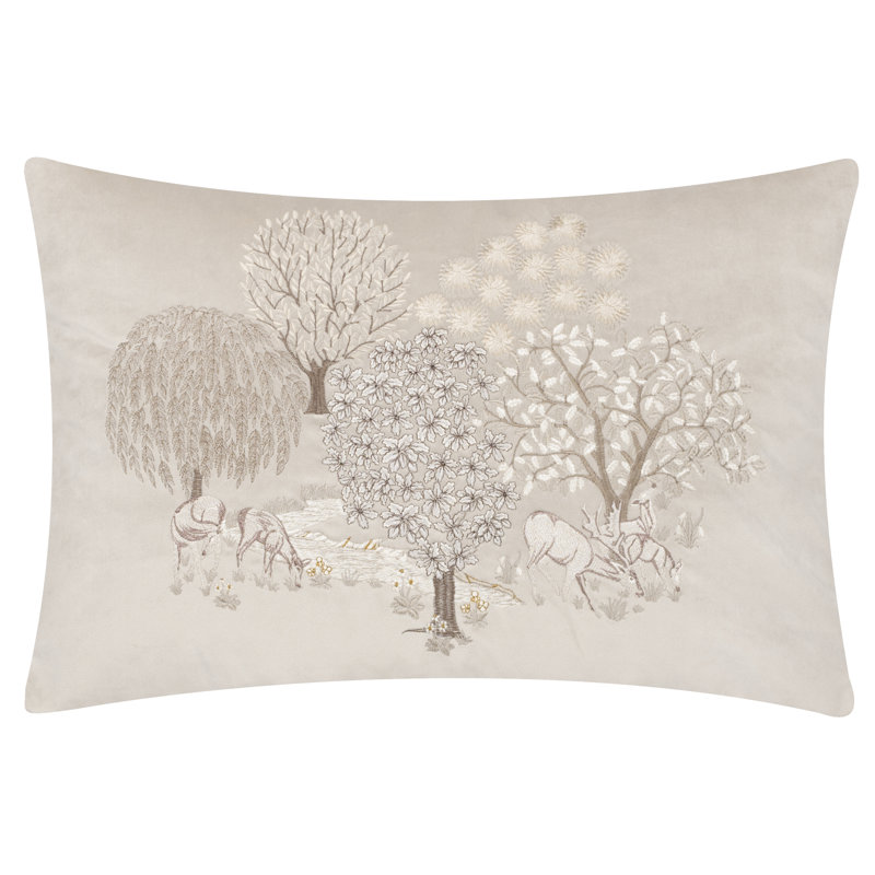 Brook Floral Rectangular Cushion Cover, White