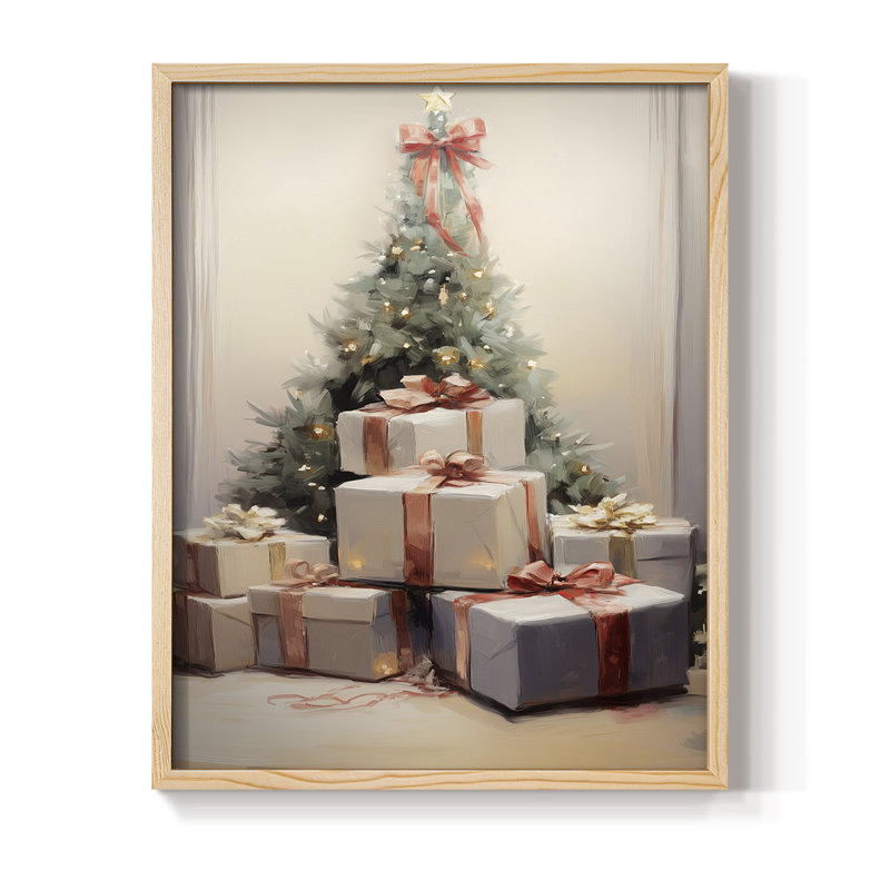 Christmas Holiday Art -Series 2-CCLV Framed Print - Solid Wood, Natural, 11" H x 9" W